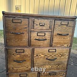 Antique 1900s Quarter Sawn Oak Three Stack Library Wooden File Cabinet Weis