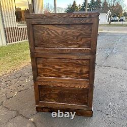 Antique 1900s Quarter Sawn Oak Three Stack Library Wooden File Cabinet Weis