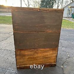 Antique 1900s Quarter Sawn Oak Three Stack Library Wooden File Cabinet Weis