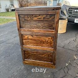 Antique 1900s Quarter Sawn Oak Three Stack Library Wooden File Cabinet Weis