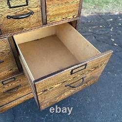 Antique 1900s Quarter Sawn Oak Three Stack Library Wooden File Cabinet Weis