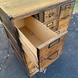 Antique 1900s Quarter Sawn Oak Three Stack Library Wooden File Cabinet Weis