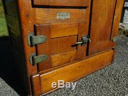 Antique 1910 Oak Ice Box Polar King Refrigerator Grand Rapids MI Porcelain 48 T