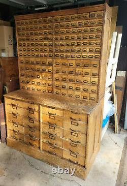 Antique 192 Drawer Oak Apothecary General Store Cabinet Stackable 4 Sections