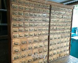 Antique 192 Drawer Oak Apothecary General Store Cabinet Stackable 4 Sections