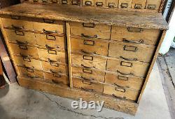 Antique 192 Drawer Oak Apothecary General Store Cabinet Stackable 4 Sections