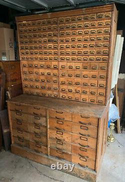 Antique 192 Drawer Oak Apothecary General Store Cabinet Stackable 4 Sections