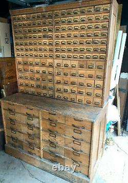 Antique 192 Drawer Oak Apothecary General Store Cabinet Stackable 4 Sections