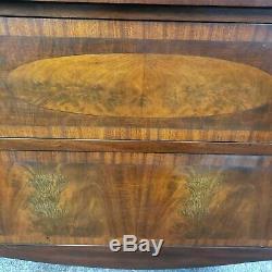 Antique 1920s Mahogany Inlaid China Cabinet Bookcase Hutch