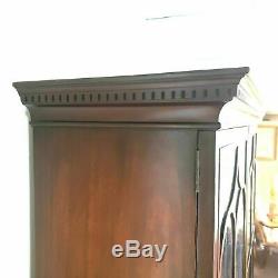 Antique 1920s Mahogany Inlaid China Cabinet Bookcase Hutch