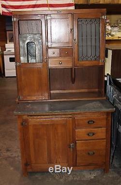 Antique 1920s Solid Oak Hoosier Cabinet by Red Wing Cabinet Co