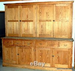 Antique 1920s Stripped Pine Step Back Cabinet