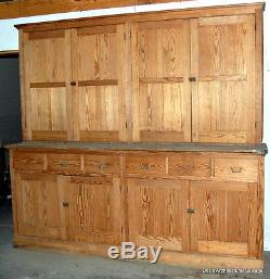 Antique 1920s Stripped Pine Step Back Cabinet