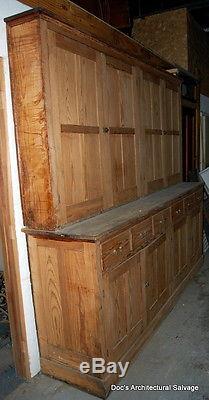 Antique 1920s Stripped Pine Step Back Cabinet