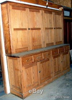 Antique 1920s Stripped Pine Step Back Cabinet