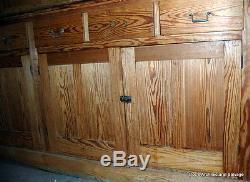 Antique 1920s Stripped Pine Step Back Cabinet