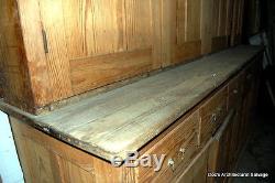 Antique 1920s Stripped Pine Step Back Cabinet