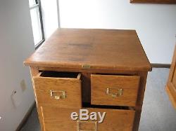Antique 1930's Tiger Oak Legal/letter Size File Cabinet With Original Brass