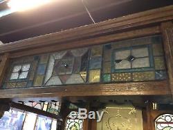Antique 1930s Irish Canopy Bar Tavern Pub Winery Brewery Oak Carved Stain Glass