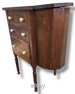 Antique 1930s Martha Washington Style Walnut Sewing Cabinet Vintage