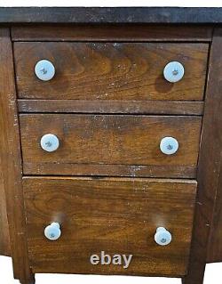 Antique 1930s Martha Washington Style Walnut Sewing Cabinet Vintage