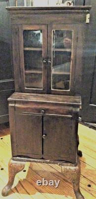 Antique 1930s SALESMAN SAMPLE Mahogany Wood Child's CHINA CABINET HUTCH CUPBOARD