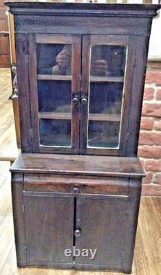 Antique 1930s SALESMAN SAMPLE Mahogany Wood Child's CHINA CABINET HUTCH CUPBOARD