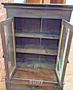 Antique 1930s SALESMAN SAMPLE Mahogany Wood Child's CHINA CABINET HUTCH CUPBOARD