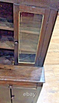 Antique 1930s SALESMAN SAMPLE Mahogany Wood Child's CHINA CABINET HUTCH CUPBOARD