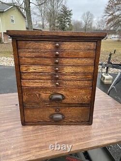 Antique 1940s Apothecary Cabinet 8 Drawer Oak Cubby vintage storage