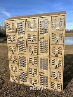 Antique 1966 Industrial Cubby Lockers Vintage School Gym DeBourgh Storage Bins