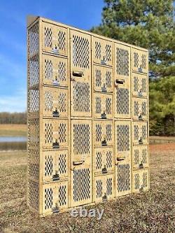 Antique 1966 Industrial Cubby Lockers Vintage School Gym DeBourgh Storage Bins