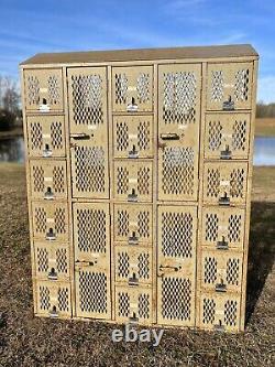 Antique 1966 Industrial Cubby Lockers Vintage School Gym DeBourgh Storage Bins