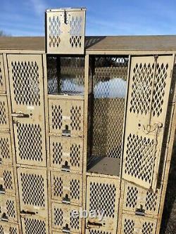 Antique 1966 Industrial Cubby Lockers Vintage School Gym DeBourgh Storage Bins