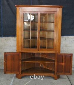 Antique 19th Century American Cherry Colonial Corner Cupboard China Cabinet 87