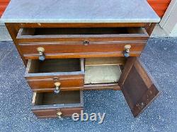 Antique 19th Century American Oak Wash Stand Commode Nightstand Chest Cabinet