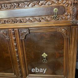 Antique 19th Century French Carved Wood Hutch