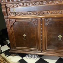 Antique 19th Century French Carved Wood Hutch