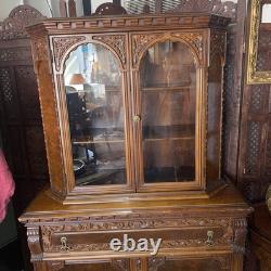 Antique 19th Century French Carved Wood Hutch