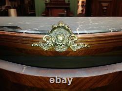 Antique 19th Wooden Commode Rococo Style Louis XV Furniture Bronze Marble Top C