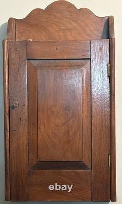 Antique 19th c Walnut Oak Spice Cabinet Cupboard Free Standing Wall Mount Pegged