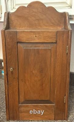 Antique 19th c Walnut Oak Spice Cabinet Cupboard Free Standing Wall Mount Pegged
