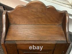 Antique 19th c Walnut Oak Spice Cabinet Cupboard Free Standing Wall Mount Pegged