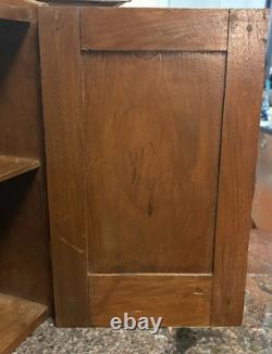 Antique 19th c Walnut Oak Spice Cabinet Cupboard Free Standing Wall Mount Pegged