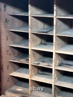 Antique 19thC Country Store Wood Cabinet Cubby Slot Credit/Receipt Dye Part File