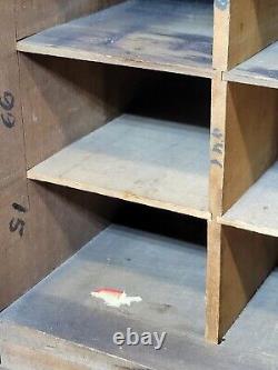 Antique 19thC Country Store Wood Cabinet Cubby Slot Credit/Receipt Dye Part File