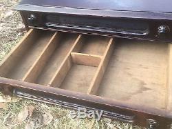 Antique 2 Drawer Oak Counter Display Spool Cotton Cabinet jewelry chest