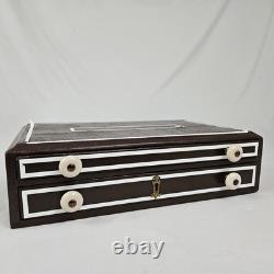 Antique 2 Drawer Spool Thread Storage Cabinet Wooden Painted Vintage