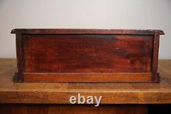 Antique 2 Drawer Walnut Spool Cabinet Merrick's Six Cord Vintage Apothecary Box