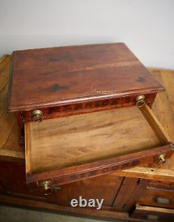 Antique 2 Drawer Walnut Spool Cabinet Merrick's Six Cord Vintage Apothecary Box